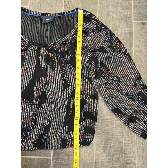 Anthropologie Maeve Madeira Black Burnout Blouse XS Size Satin Top Paisley - Picture 9 of 14